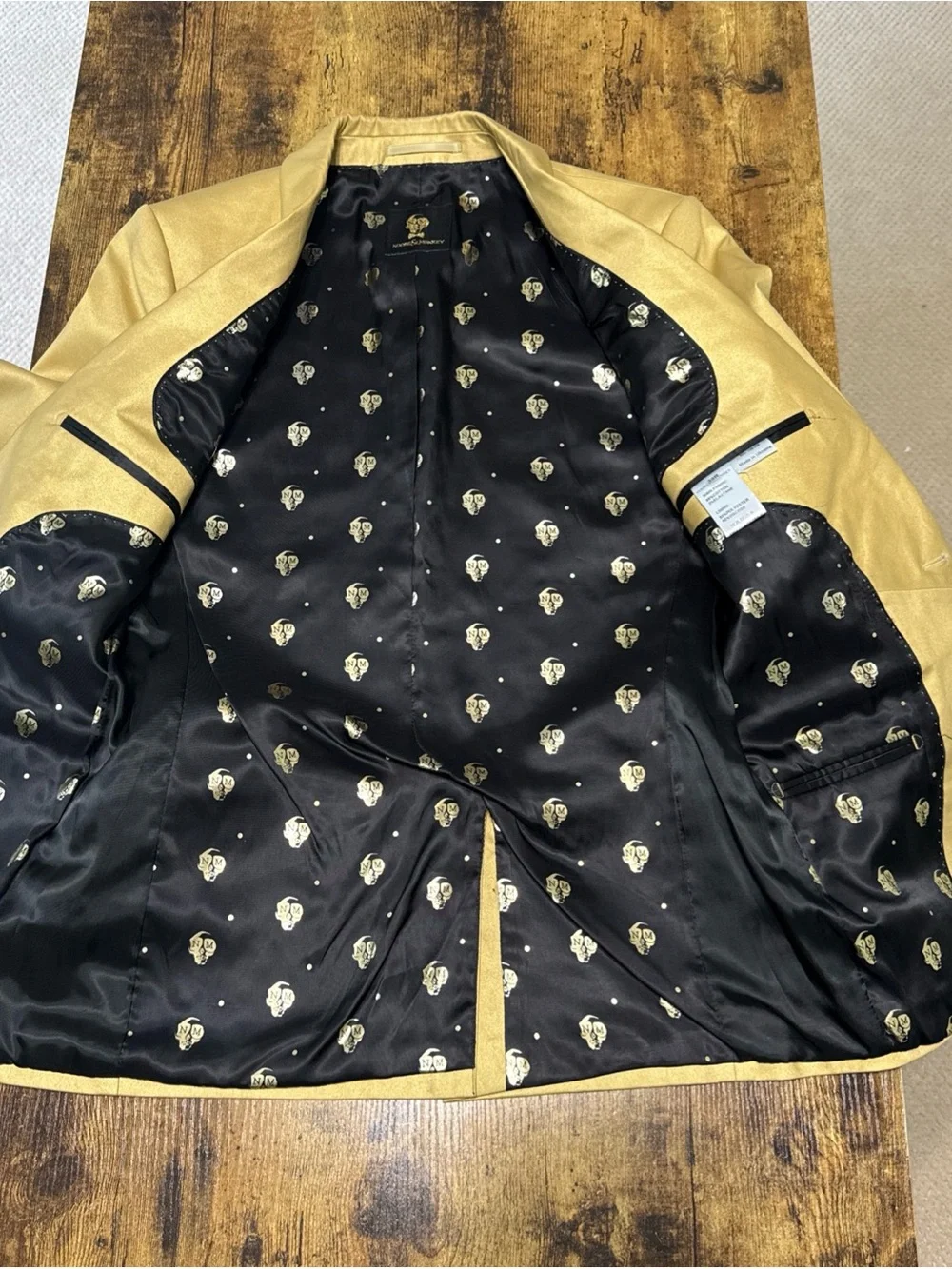 Noose & Monkey Van Gogh Blazer Jacket 38R Gold Beige Slim Fit Boho Indie Retro